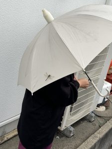 徳永マネージャーの傘にトンボ